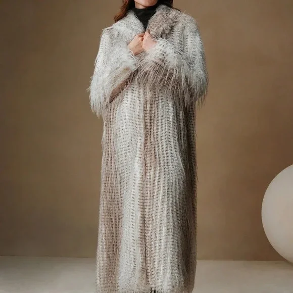 Casual Women's Fashion Faux Fur Long Coat - Picture 3 of 6